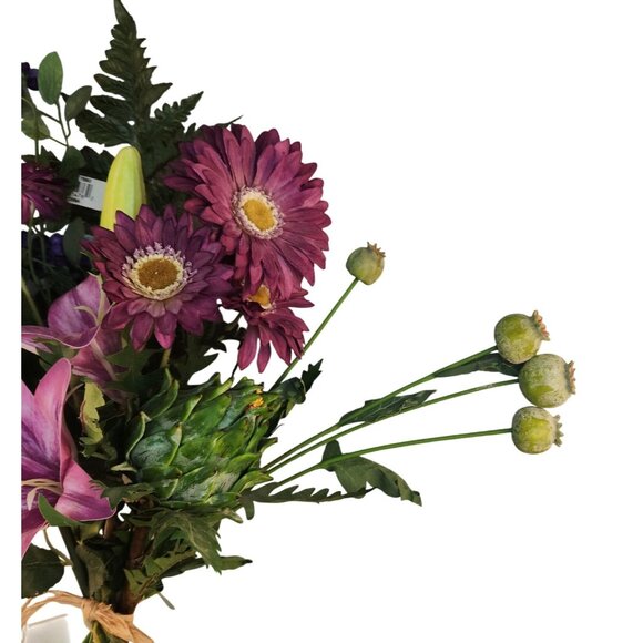 Artificial Wedding Bouquet Purple Lilies Yellow Roses Rustic Event Decor - Picture 8 of 10